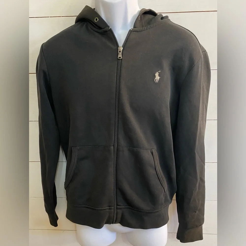 Polo Ralph Lauren Men’s Sz S Polo Black Double-Knit Full-Zip‎ Hoodie